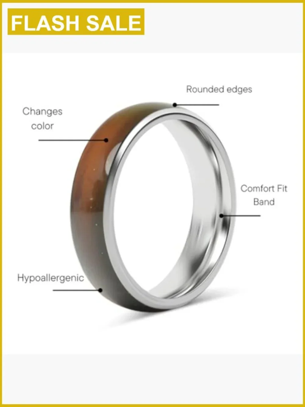 Mood Ring Band for Kids Adults with Color Chart Retro Style